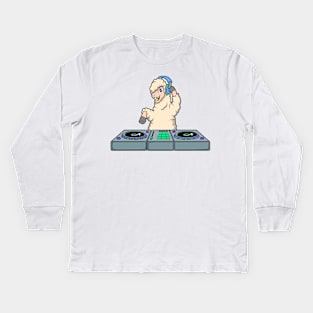 Cartoon Llama DJ at Turntable Kids Long Sleeve T-Shirt